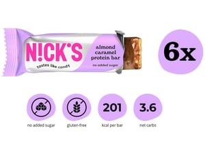 NICKS beljakovinska ploščica Almond caramel 6 x 50g
