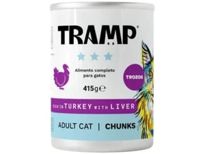 TRAMP mokra hrana s puranjim mesom in jetri za odrasle mačke, 8x415 g