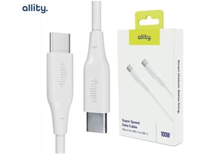 ALLITY kabel AUC-02, USB-C na USB-C, 100W, 2 m, bela