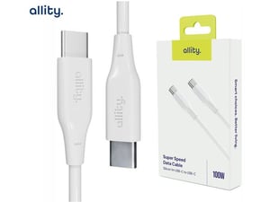 ALLITY kabel AUC-02, USB-C na USB-C, 100W, 1m, bela