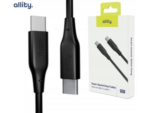 ALLITY kabel AUC-02, USB-C na USB-C, 60W, 2m, črna