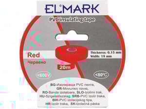 ELMARK izolirni trak, 20 m x 19 mm x 0.15 mm, rdeča