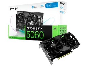 PNY grafična kartica Dual Fan, GeForce RTX 5060 Overclocked, 8GB, GDDR7, VCG50608DFXPB1-O
