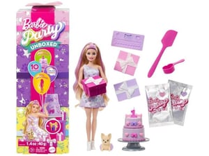BARBIE vrečka presenečenja Party Unboxed Reveal svetlolasa punčka