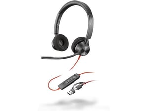 POLY žične naglavne slušalke z mikrofonom Blackwire 3320, črna