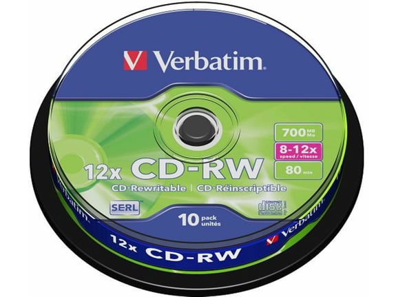 VERBATIM medij CD-RW Scratch Resistant Surface 10PK 43480 CD-RW SERL 12X 700MB