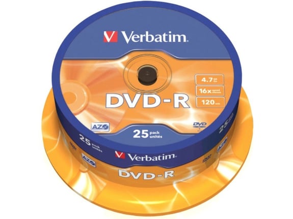 VERBATIM MEDIJ DVD-R VERBATIM 25PK tortica (43522)