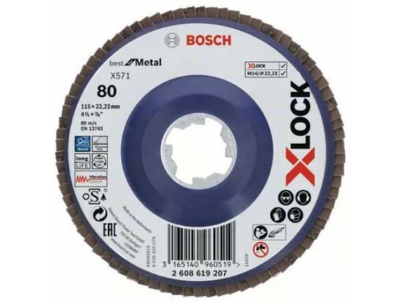 BOSCH PROFESSIONAL X-LOCK ravna lamelna brusilna plošča Best for Metal 115mm G80 2608619207