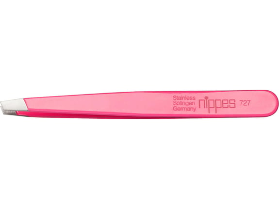 NIPPES pinceta s poševno konico iz nerjavečega jekla 727, 9,5 cm, roza