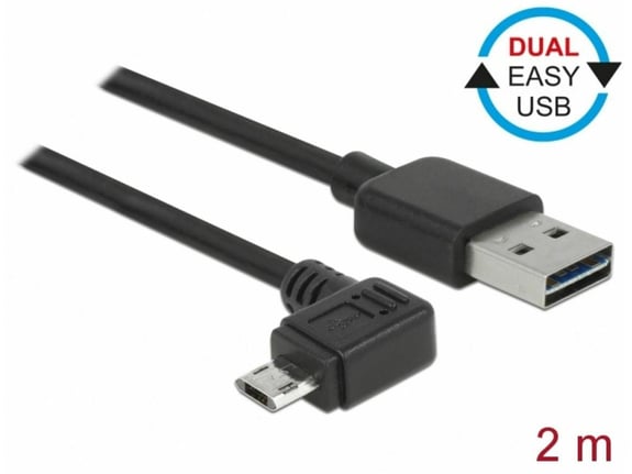 DELOCK Kabel USB A-B mikro kotni EASY 2m obojestranski Delock 83853