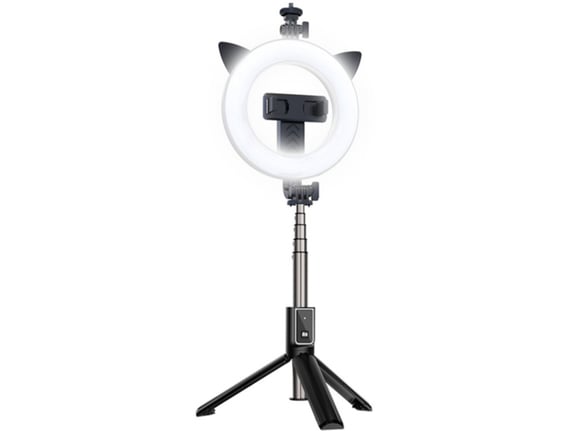 --- Selfie tripod stojalo z lučko za snemanje in slikanje selfie posnetkov - mačka 