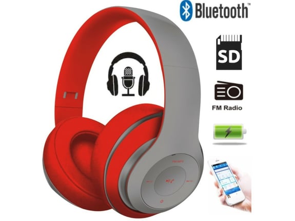 PLATINET naglavne Bluetooth slušalke + mikrofon Freestyle FH0916GR sivo-rdeče