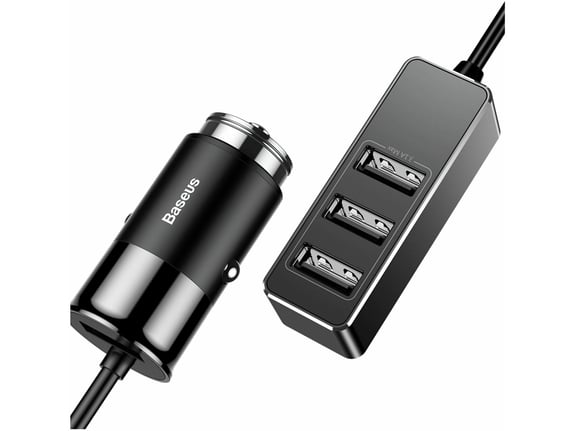 BASEUS Pretvornik USB - 12V avtomobilski 4x Tip A 5.5A, črn Baseus CCTON-01