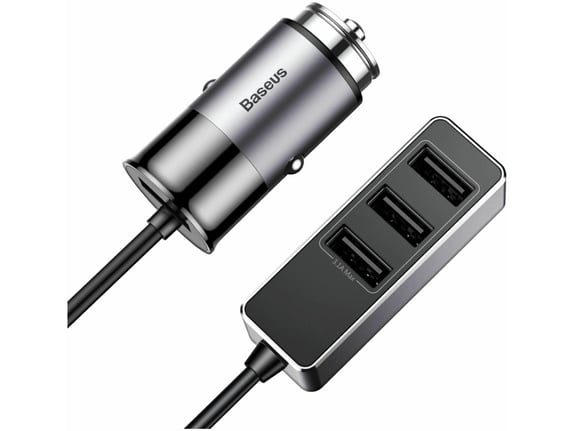 BASEUS Pretvornik USB - 12V avtomobilski 4x Tip A 5.5A, črno/siv Baseus CCTON-0G