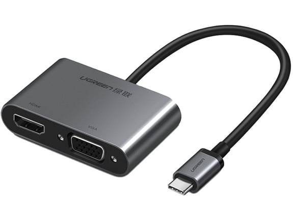 UGREEN USB-C na HDMI+VGA Converter + PD adapter siv 50505