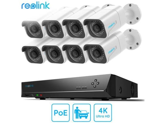 Reolink varnostni komplet RLK16-800B8-A, NVR snemalna enota 4TB, 8x IP kamera B800, zaznavanje giban