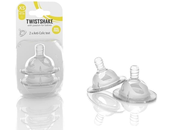 Twistshake Anti-Colic cucelj za stekleničko - XS (0 m+), 2 kos