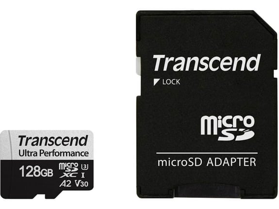 TRANSCEND SDXC TRANSCEND MICRO 128GB 340S, 160/125 MB/s, C10, U3, V30, A2, adapter TS128GUSD340S
