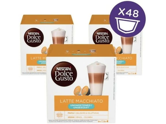 NESTLE kavne kapsule Dolce Gusto Latte Macchiato brez sladkorja 168 g - 3x16 kosov