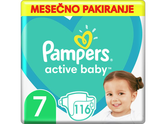 PAMPERS pleničke Active Baby, velikost 7 (15+ kg), 116 kosov