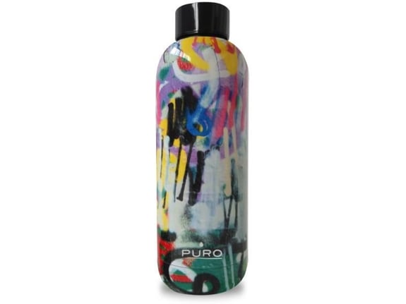 PURO Steklenica HOT&COLD 500ml GRAFFITI črna sijaj
