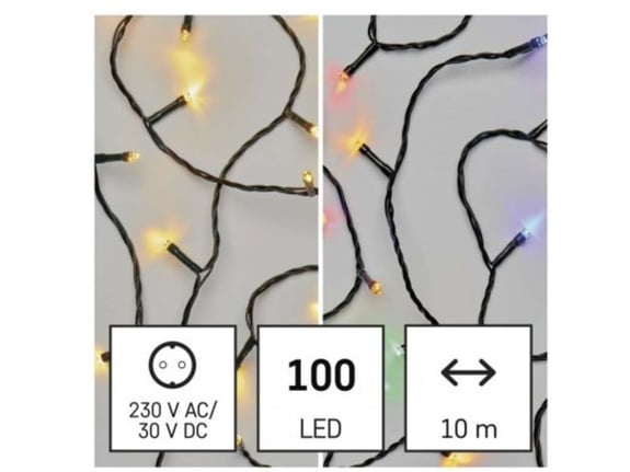 EMOS LIGHTING LED božična veriga 2v1 10 m, topla bela/večbarvna D4AH01