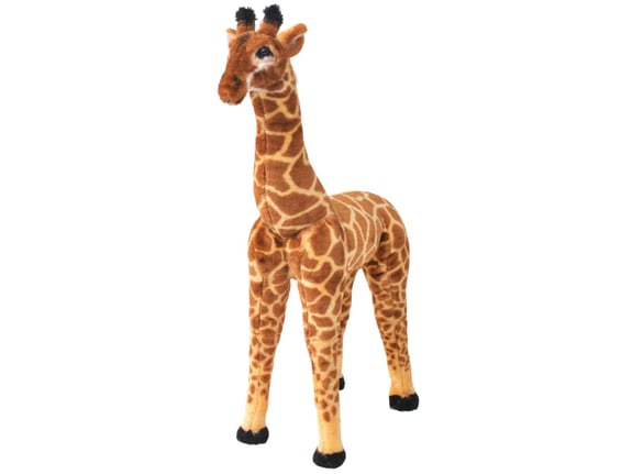 VIDAXL Stoječa plišasta žirafa rjava in rumena XXL