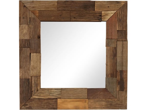 VIDAXL Ogledalo iz trdnega predelanega lesa 50x50 cm