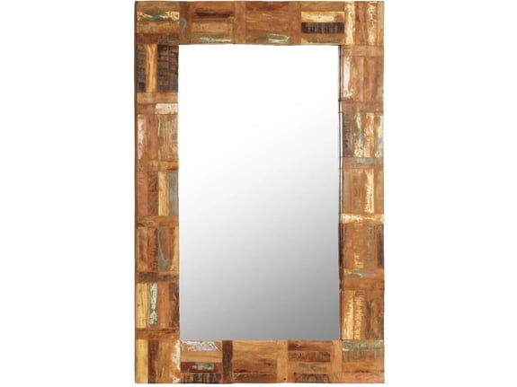 VIDAXL Stensko ogledalo iz trdnega predelanega lesa 60x90 cm