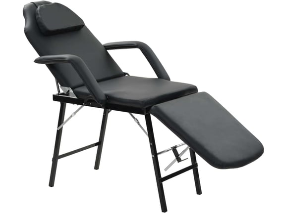 Den Prenosni kozmetični stol iz umetnega usnja 185x78x76 cm črn