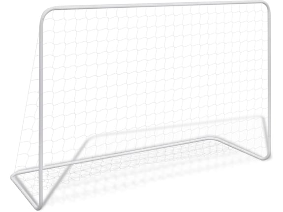 VIDAXL Nogometni gol z mrežo jeklo 182x61x122 cm bel