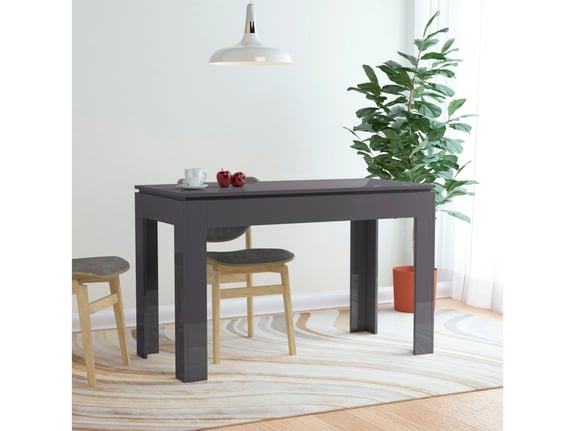 VIDAXL Jedilna miza visok sijaj siva 120x60x76 cm iverna plošča