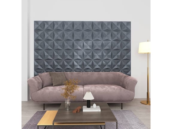 VIDAXL 3D stenski paneli 24 kosov 50x50 cm origami sivi 6 m²