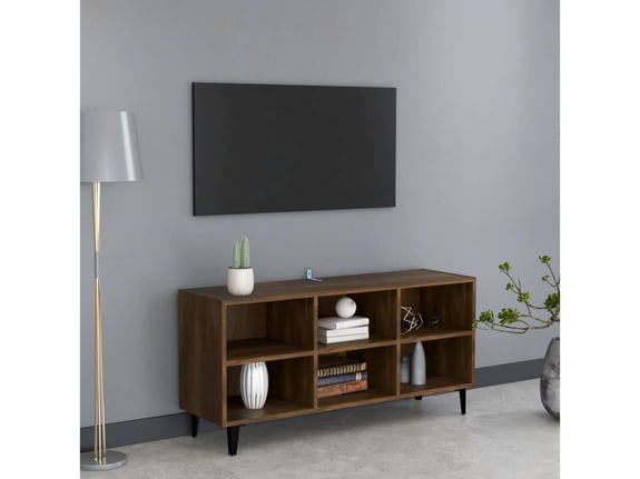 VIDAXL TV omarica s kovinskimi nogami rjavi hrast 103,5x30x50 cm