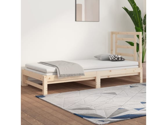 VIDAXL Izvlečna dnevna postelja 2x(90x200) cm trdna borovina
