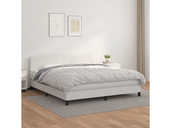 VIDAXL Box spring postelja z vzmetnico bela 180x200 cm umetno usnje