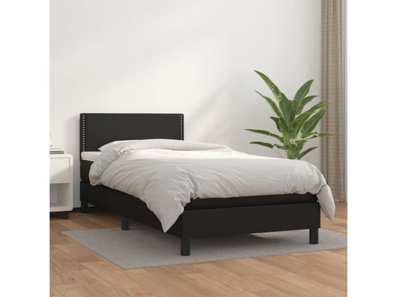 VIDAXL Box spring postelja z vzmetnico črn 100x200 cm umetno usnje