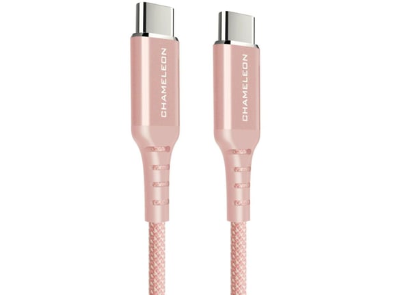 Chameleon USB-C na USB-C kabel, 3.1. 65W (1m) - podatkovni in polnilni kabel - najlon, roza