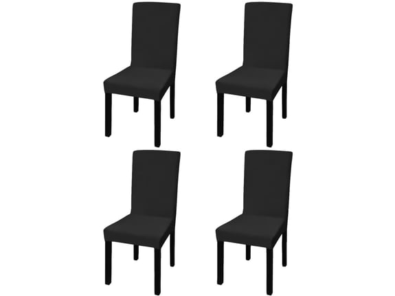 VIDAXL Ravne raztegljive prevleke za stole 4 kosi črne