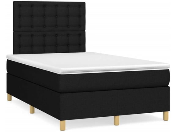 VIDAXL Box spring postelja z vzmetnico črna 120x190 cm blago