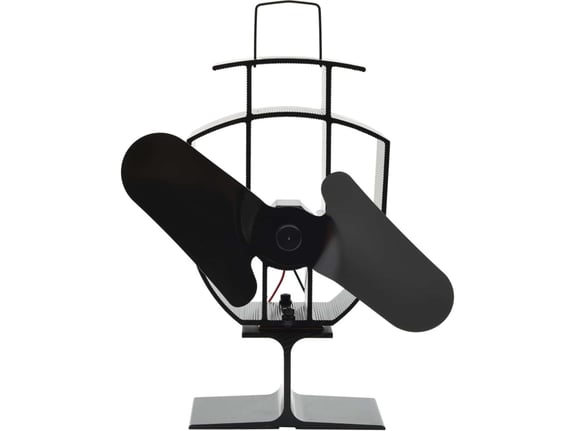 VIDAXL Ventilator za kamin na toploto z 2 kriloma črn