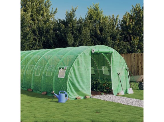 VIDAXL Rastlinjak z jeklenim ogrodjem zelen 54 m² 18x3x2 m