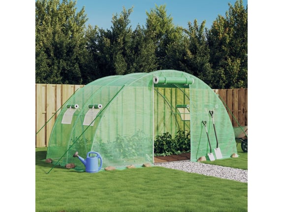 VIDAXL Rastlinjak z jeklenim ogrodjem zelen 8 m² 4x2x2 m