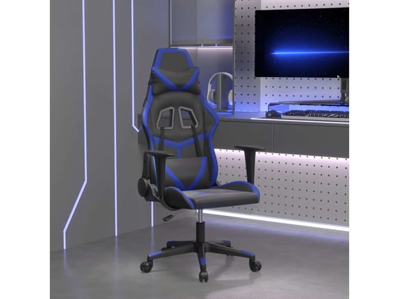 VIDAXL Gaming stol črno in modro umetno usnje