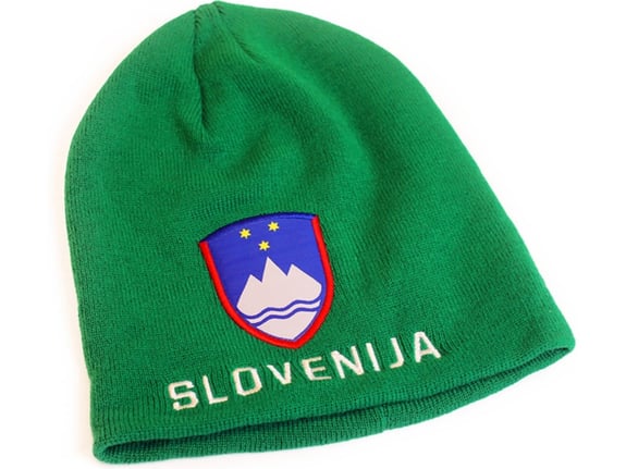 SAMUI zimska pletena kapa Slovenija, zelena SLO 12-01