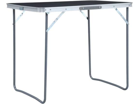 VIDAXL Zložljiva miza za kampiranje s kovinskim okvirjem 80x60 cm siva