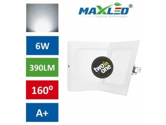 MAX-LED led vgradna/nadgradna svetilka 2v1 6w kvadratna nevtralno bela