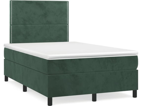 VIDAXL Box spring postelja z vzmetnico temno zelen 120x190 cm žamet