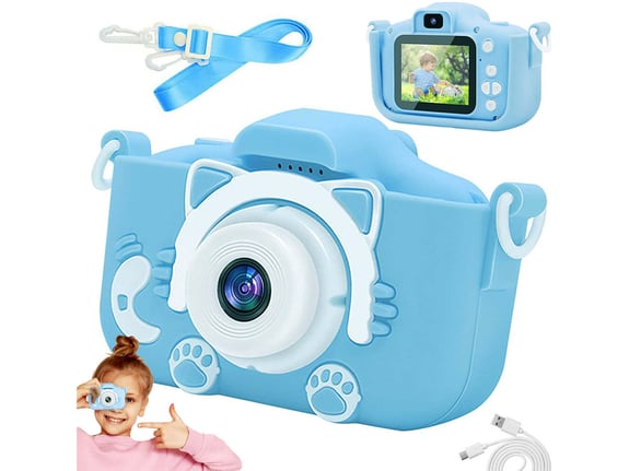 BP Digitalni fotoaparat za otroke z igrami, mačka, moder