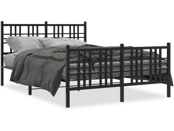 VIDAXL Kovinski posteljni okvir z vzglavjem in vznožjem črn 140x200 cm